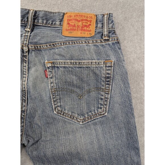 Levis 559 Jeans Mens Size 32x30 blue Classic Straight Faded Whiskers Y2K - Picture 9 of 14